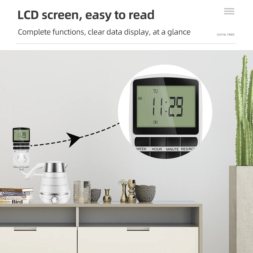 Programmable Digital Timer Switch for Kitchen Appliances with 24/7 Custom Scheduling