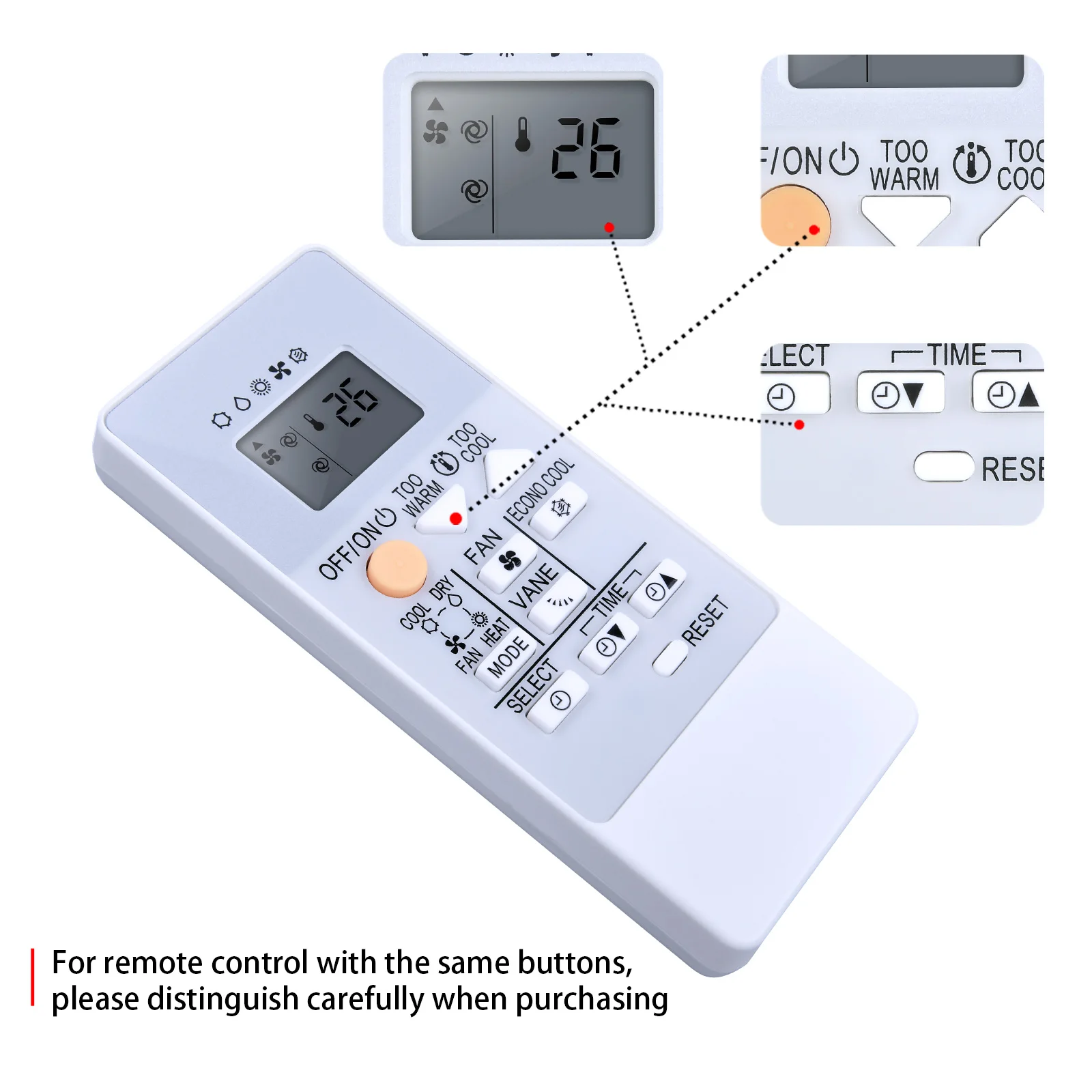 Generic RH18A Premium ABS AC-Afstandsbediening voor MSZ HR25VF HR35VF Generic RH18A Premium ABS AC-Afstandsbediening voor MSZ HR25VF HR35VF