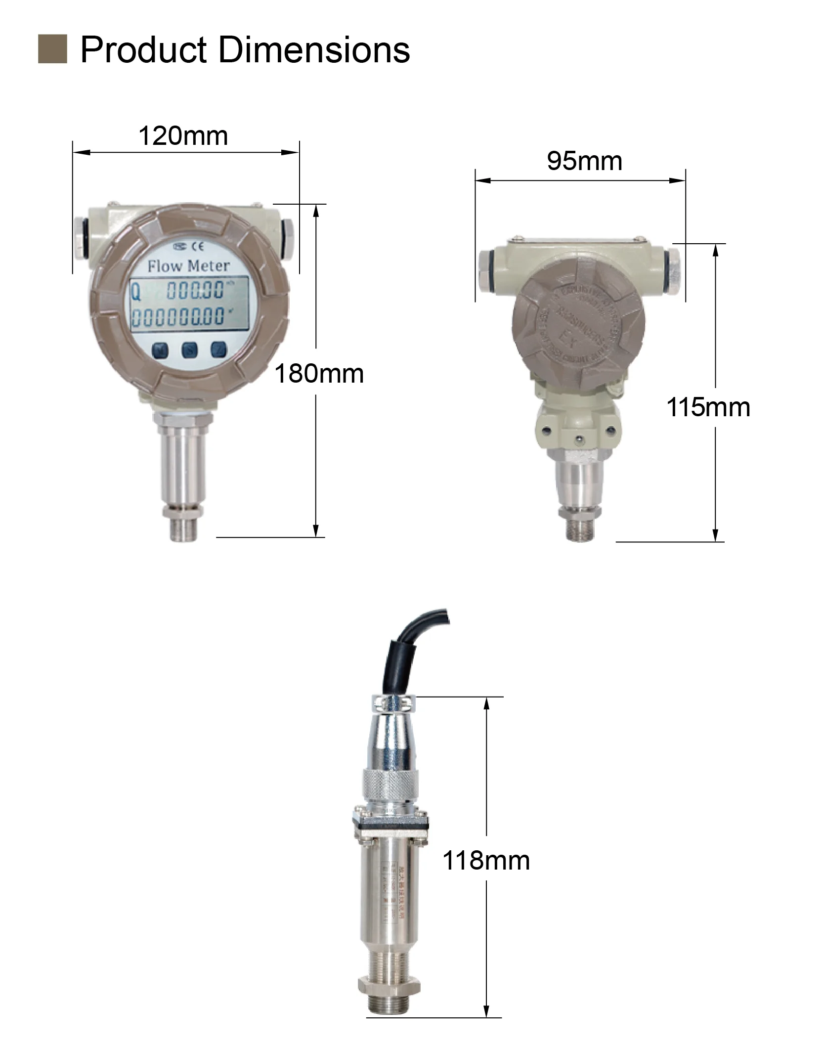 Stainless Steel Turbine Flow Meter RS485 4-20mA Pulse Output Threaded Digital Fl