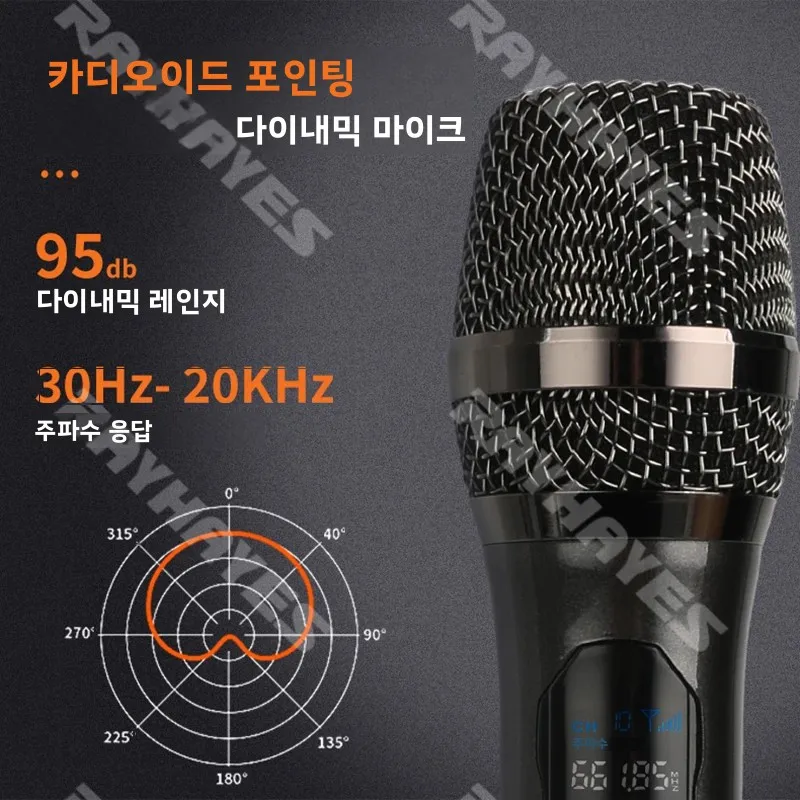 레이헤이즈 U-H200 충전식 무선 마이크, 금속 충격 방지 메쉬 포함, 노래방 및 대중 연설에 적합