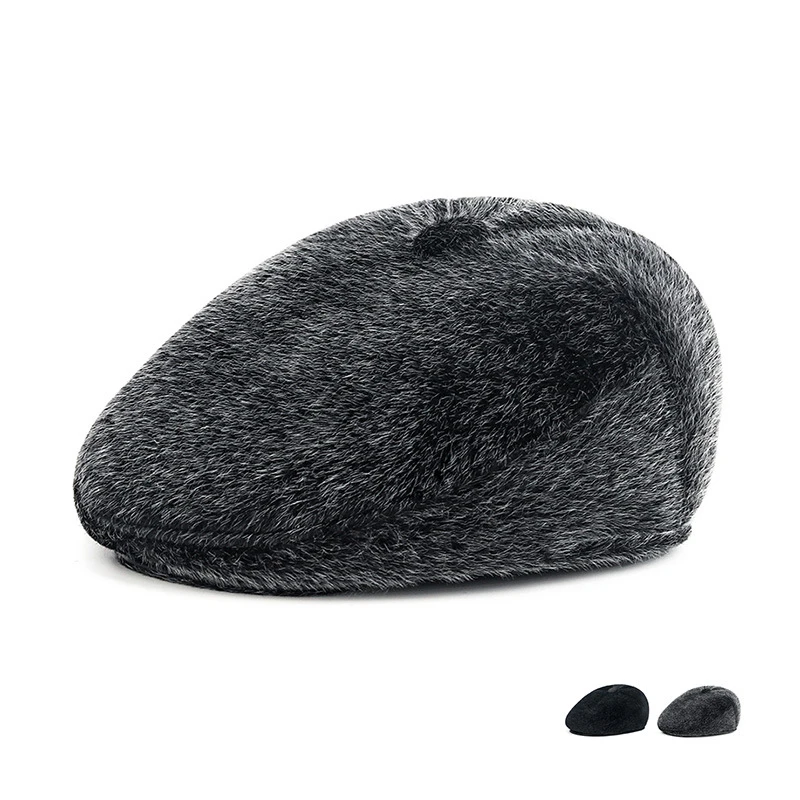 

Middle-aged And Elderly Imitation Sable Cap Warm Duck Tongue Hat Outdoor Padded Men Belle Cap Winter Round With Ear Old Man Hat