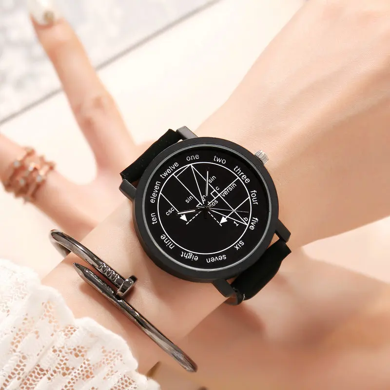 

Womens watch leather quartz Mathe matical formula prints fashion wrist watch men causal relogio masculino erkek kol saati couple