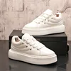Spring Style Fashion Breathable White Lace-Up Casual Sneakers Round Toe Thick Bottom Business Leisure Walking Loafers V112 3