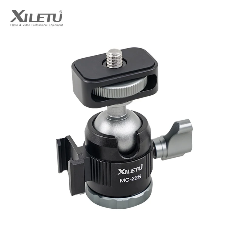 Mini Cold Shoe Ball Head XILETU MC22S for Camera Phone Tripod Extension Pole Selfie Stick Photography Fill Light Monopod Bracket