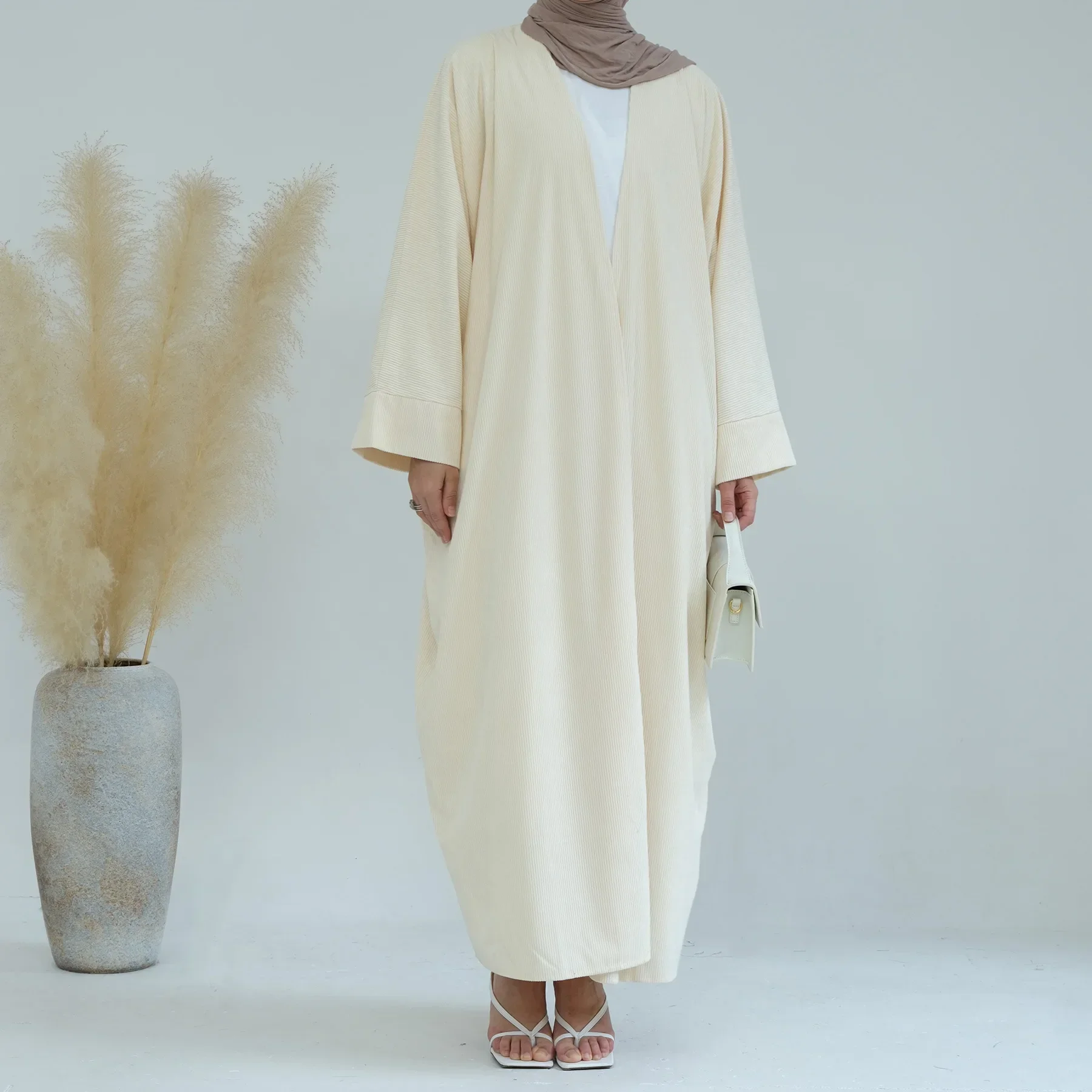 Corduroy Abaya Kimono Coat Muslim Winter Clothing Autumn Open Abayas for Women Dubai Turkey Hijab Dress Islam Outfit Kaftan Robe