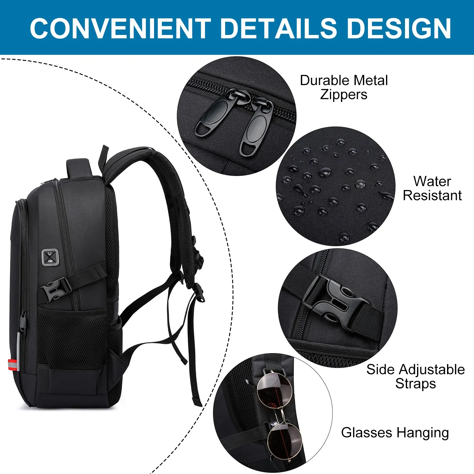 Men's 16-inch Laptop Bag Casual Travel Backpack Ultra-Light Waterproof Luminous Logo Multifunctional Student School Bag 4