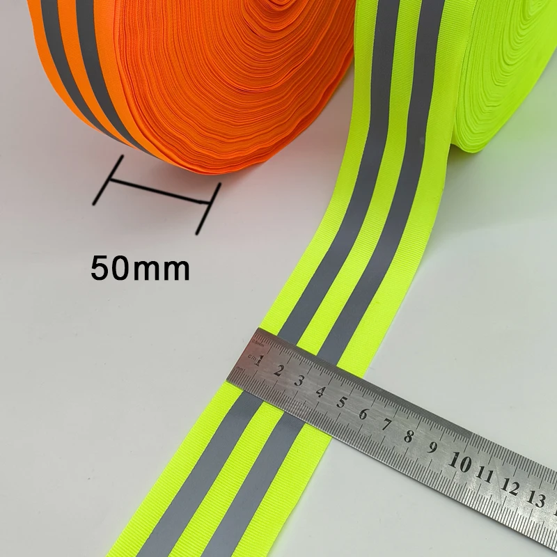 50mm wide safety reflective tape cloth woven tape for sewing reflective woven decorative strip, 3 meters long