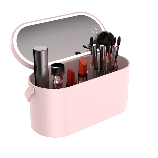 Led Makeup Mirror Storage Box Cosmetic Organizer