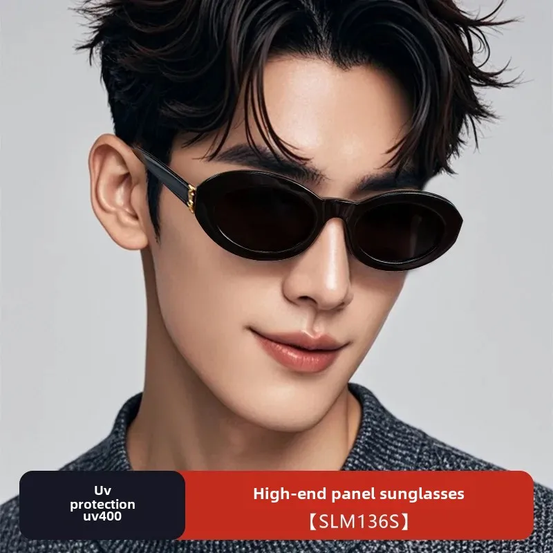 Best-Selling Women's Sunglasses Red Book Oval Frame SLM136 High-End Fashionable Vintage Lens UV Protection Glasses 2