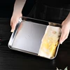 Kitchen Rectangle Stainless Steel Food Storage Serving Trays Sausage Noodles Fruits Dish Restaurant Hotel Metal Dinnerware Plate 4