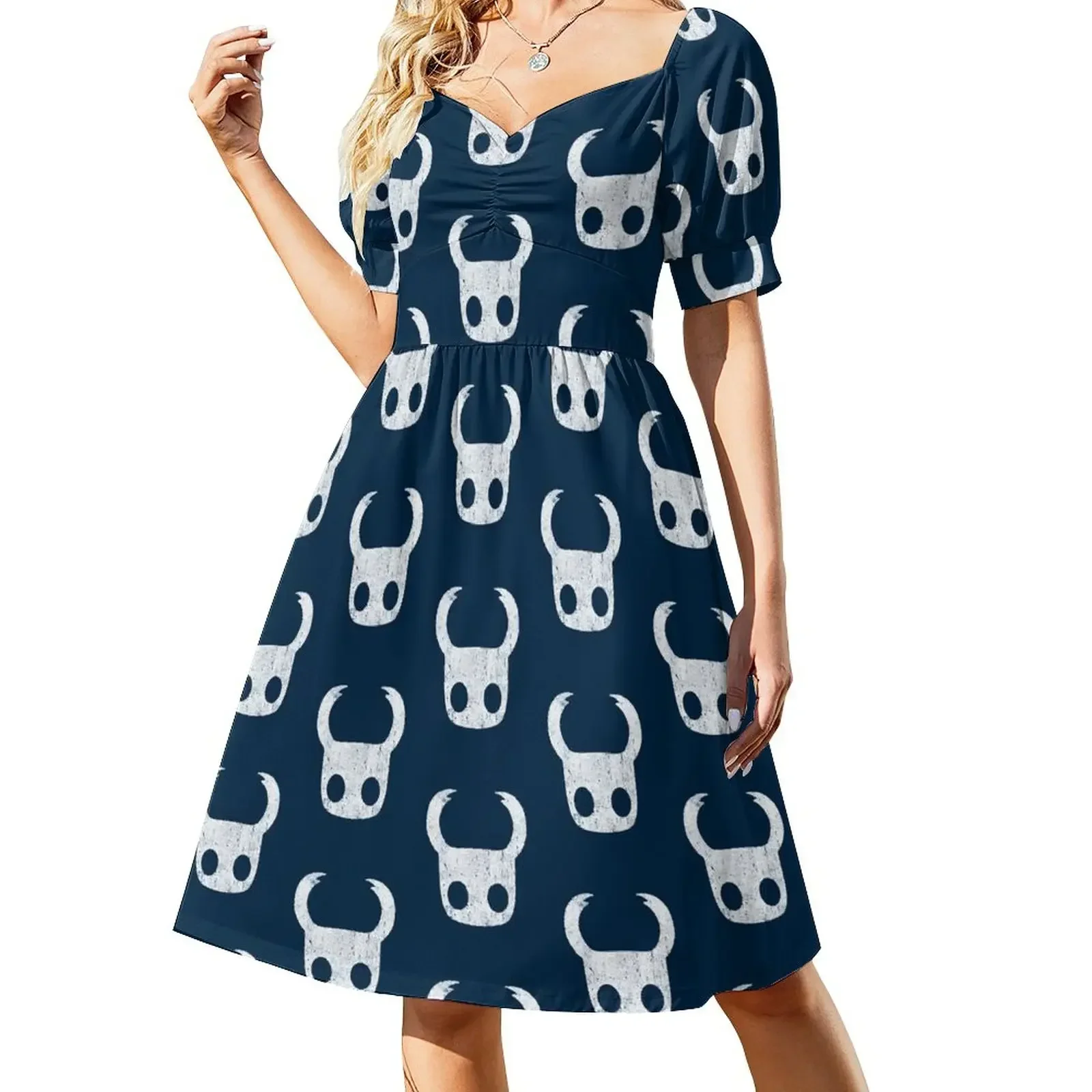 thumbnail image 1 of Vestido de manga corta de Hollow Knight, vestido de verano para mujer, vestido vintage, atuendo de festival para mujer., 1 of 7