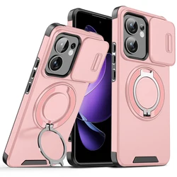 Rugged Armor Magnetic Bracket Phone Case with Slide Camera Protection - OPPO A5x 4G (LK pink)