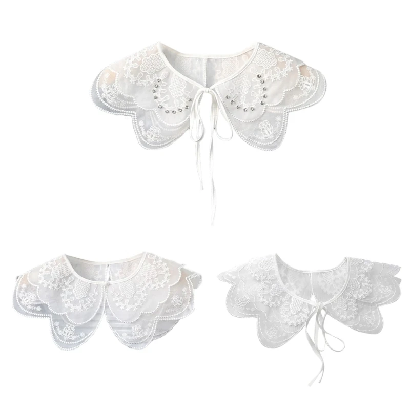 

50JB шаль с воротником, милая кружевная шаль для Cheongsam Qipao, воротник с вышивкой, декоративный воротник рубашки, воротник