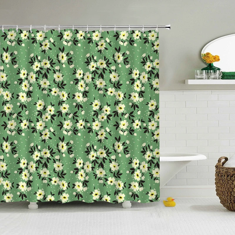 3d Shower Curtains Flowers Bathroom Curtain With Hooks Waterproof Print