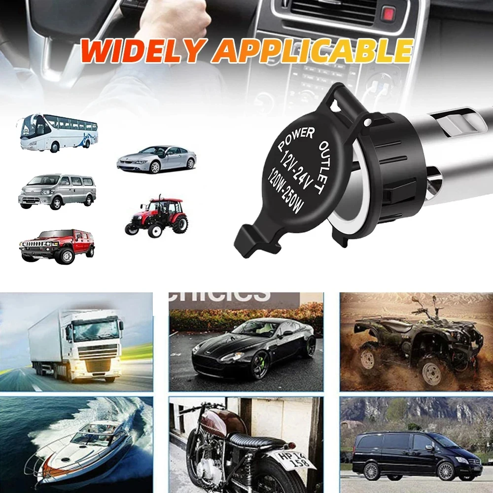 Car Female Socket Power Plug DC 12-24V Car Female Socket Power Plug Cigar Lighter Socket Car Cigarette Lighter Auto Motorcycle Marine Atv Rv Accessories