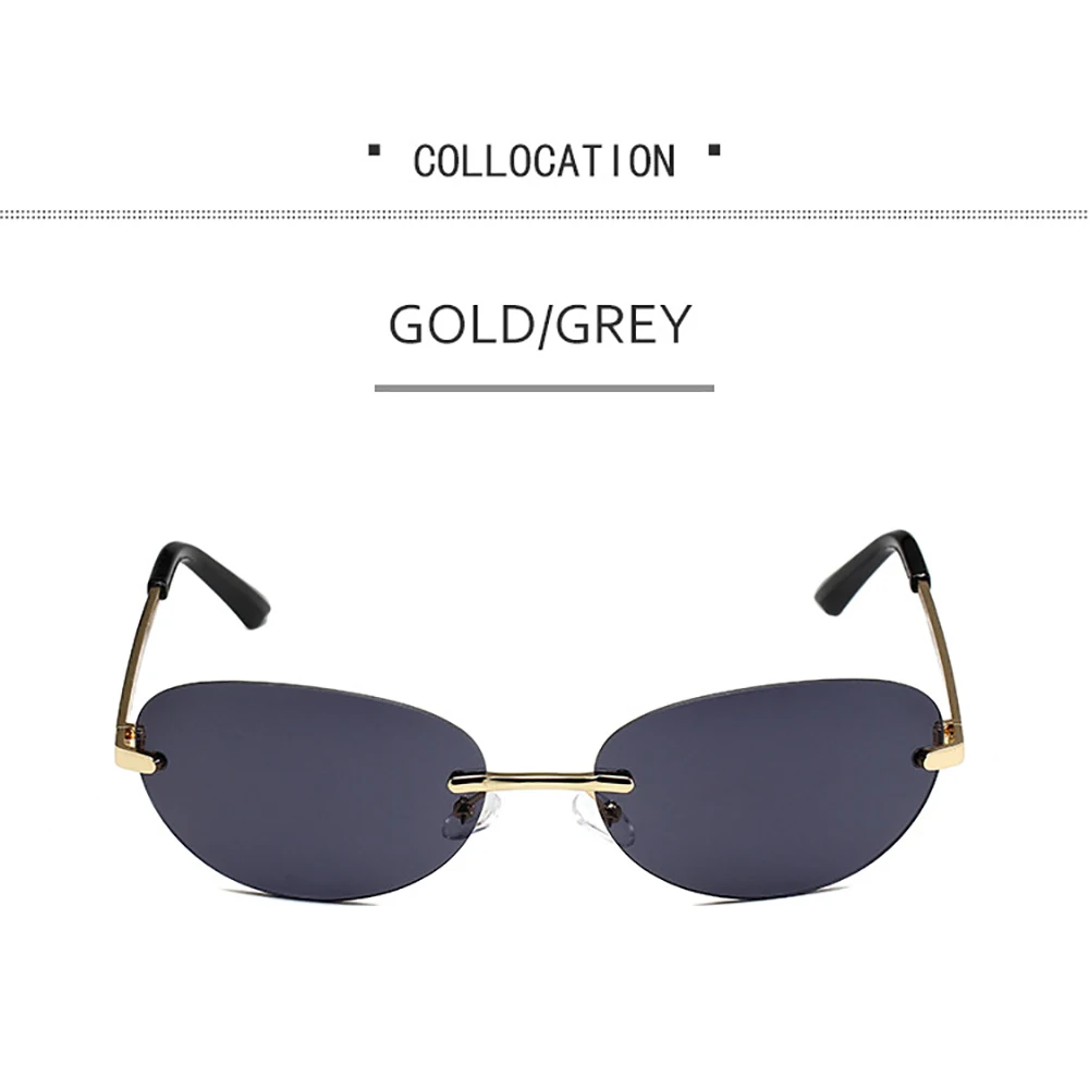 KLASSNUM Damen Y2K Ovale Sonnenbrille Randlos 2025, trendiger UV400-Schutz, Okular, Herrenmode, Sonnenbrille, Outdoor-Farbgläser – Detail 7