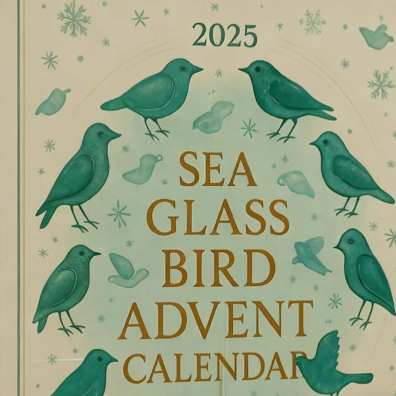 Sea Glass Bird Christmas Advent 2025 2D Acrylic Seasonal Decor 24 Days Bird-Themed Decorations Christmas Countdown For Home Tree