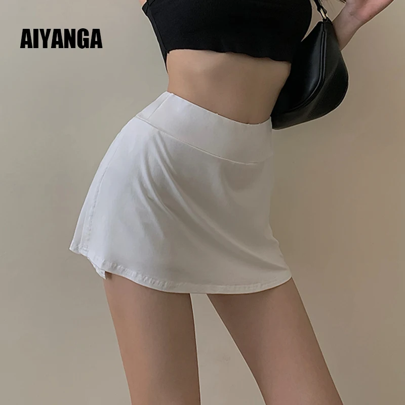 

Gothic High Waist Mini Skirts Women Sporty A-line Stretch Summer Skirt 2022 Jupe Femme Streetwear Y2K Shorts Skirts Bottoms