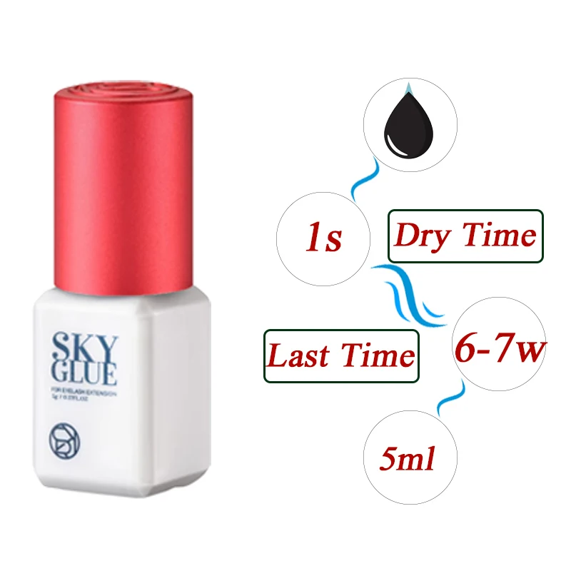 Korea 5g Sky S+ Glue 1s Fast Dry Strong Eyelash Extension Glue Retention 6-7 Weeks No Irritation False Lash Adhesive 3