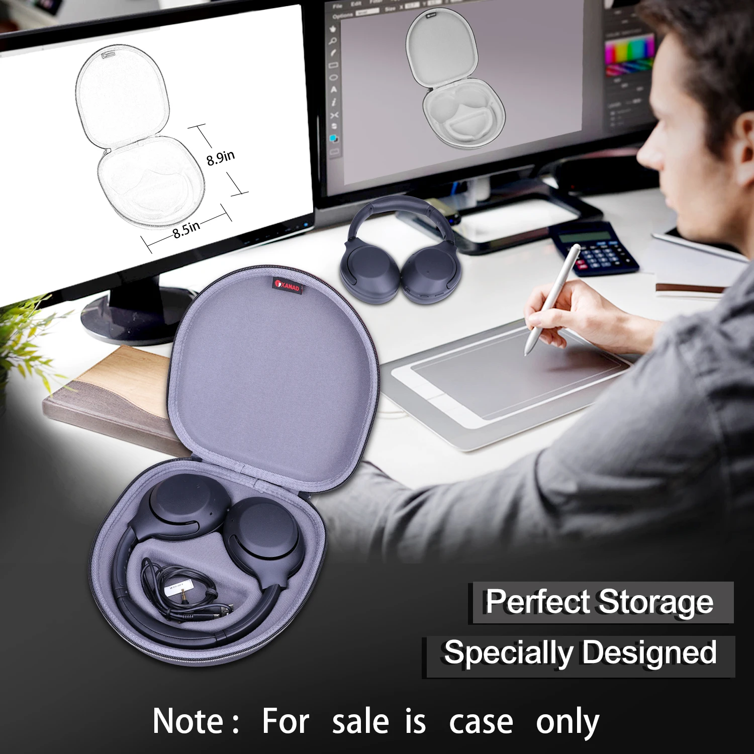 XANAD EVA Hard Case for Sony WH-XB900N Wireless Noise Canceling Extra Bass Headphones Protective Carrying Storage Bag(only case)