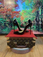 New shallow classic patent leather 12cm fashionable and versatile work high heels nude 10cm thin heel plus size 33-46 - Image 5