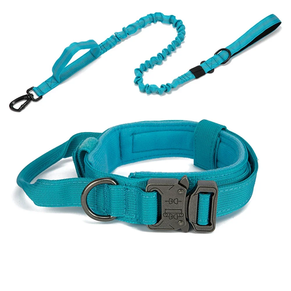 Durable Nylon Dog Collar & Leash Set – Reflective Tactical Training Leash for Large Dogs