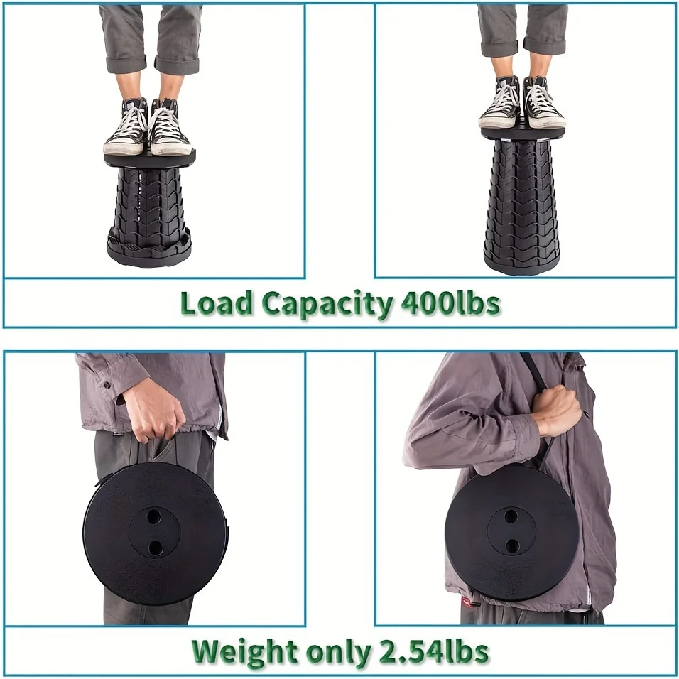 Upgraded Folding Stool Lightweight Sturdy Load Capacity 400lbs Portable Collapsible Stool Retractable folding camping chair foldable camping chair portable camping stool
