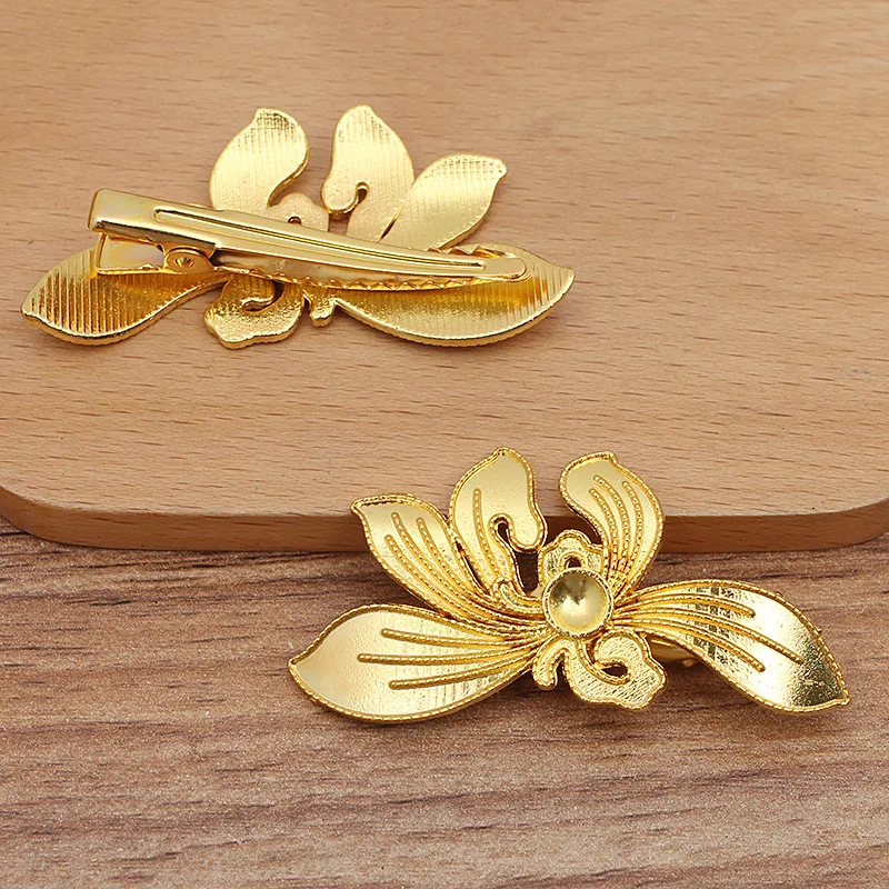 빈티지 금속 꽃 헤어 클립, 헤어핀, 바레트 헤어웨어, DIY 쥬얼리 액세서리, 55*29mm, 세트당 10 개