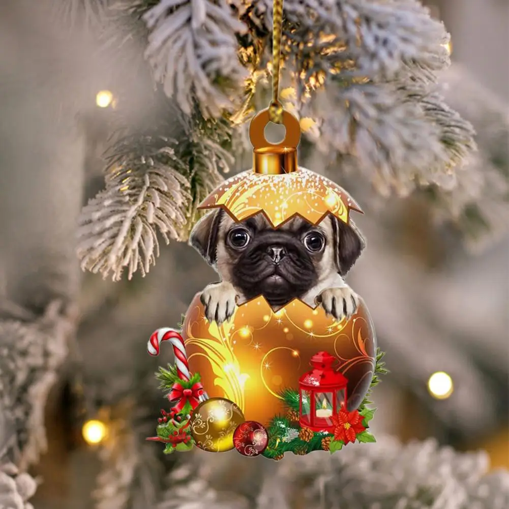 

Home Decor Puppy Pendant Golden Egg Design Christmas Tree Puppy Pendant with Lanyard Festive Acrylic Hanging Decoration for Xmas