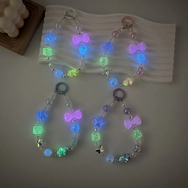 Luminous Bowknot Star Heart Bracelet Phone Strap - Kawaii Charm Phone Accessory