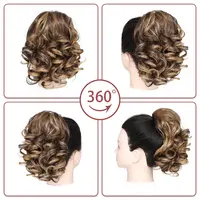 Extensions de queue de cheval synthétiques courtes bouclées avec cordon de serrage, Extensions de cheveux élégantes pour un usage quotidien, accessoires pour cheveux 2
