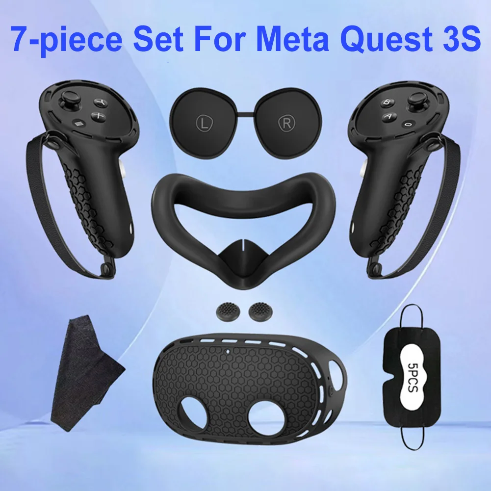 Silicone Grip and Protection Set for VR Controllers and Headset Accessories