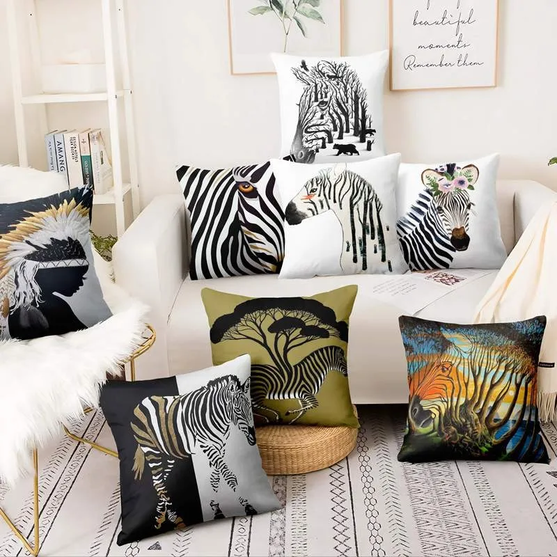 Takushoku Graphic Arts Painting Pillowcase Tranquil Zebra Print