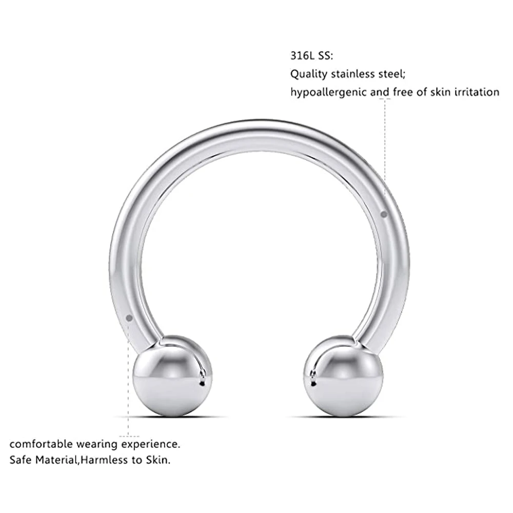 Septum Retainer Nose Rings Hoop Horseshoe Cartilage Tragus Septum Ring Body Piercing 2pcs/12pcs