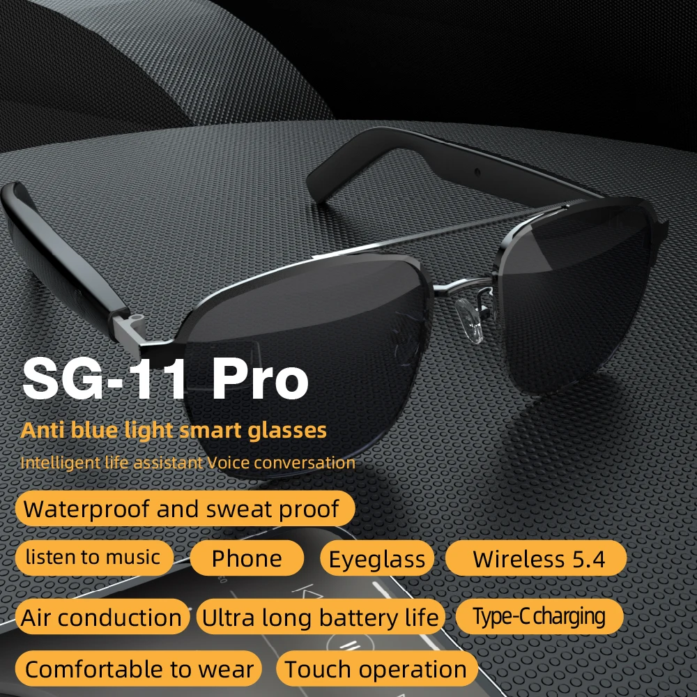 New SG-11 Smart Wireless Bluetooth Listen Music To Answer The Phone Men And Women Fashion Anti-blue Light Glasses_voghion.com