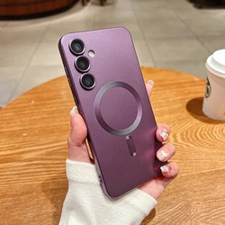 Luxury Matte Magnetic Phone Case with Magsafe - Compatible Silicone Soft Cover - Galaxy S23 Ultra (PURPLE)