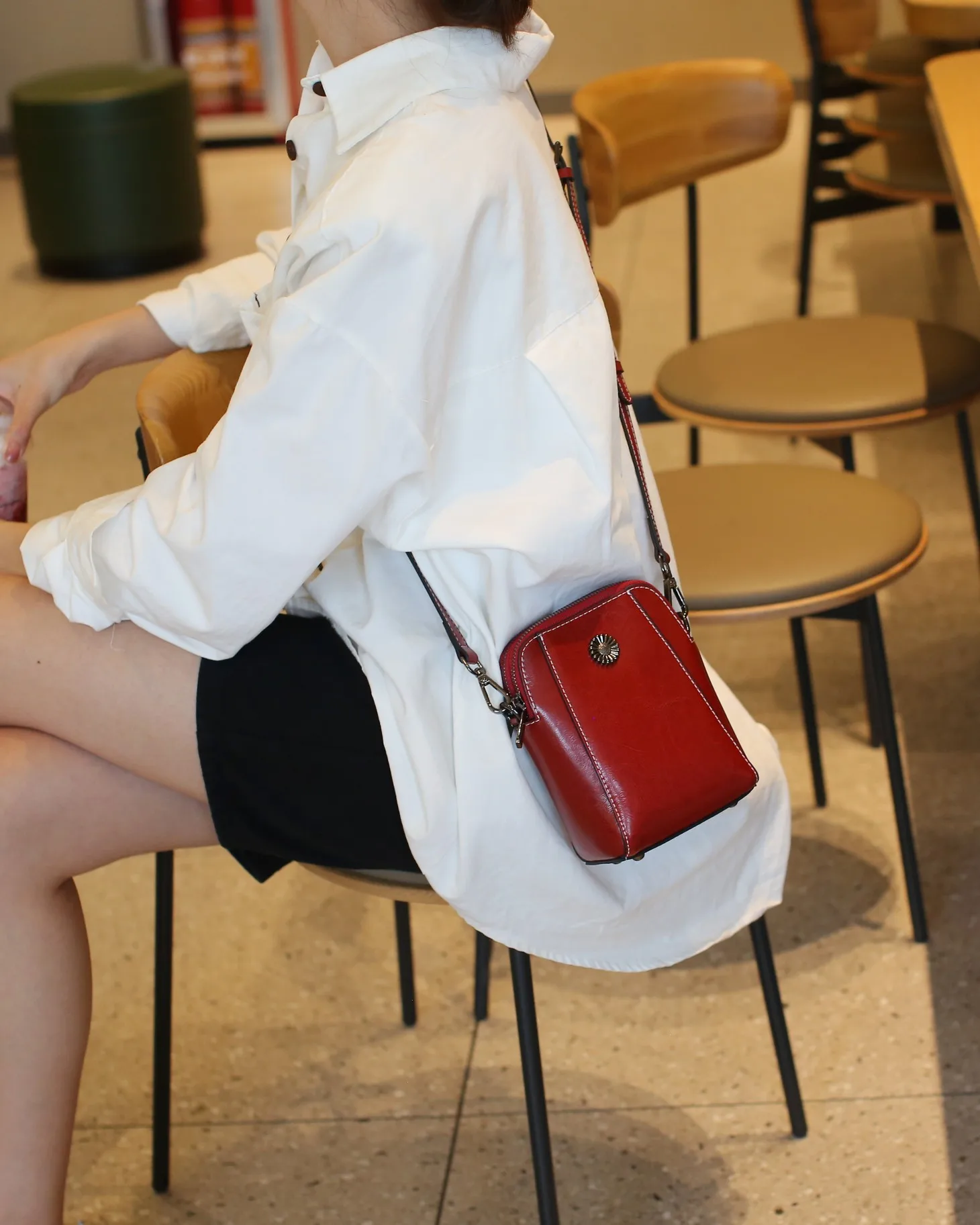 Leather Women's Mobile Phone Bag Single Shoulder Messenger Purse Crossbody Small Bag leather shoulder bag crossbody bag