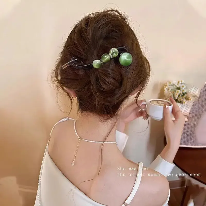 Clip per capelli con nappa a coda di pesce grande, forcina orizzontale, fissatore a clip con una sola parola, strumento per lo styling dei capelli sul retro della testa - immagine 5