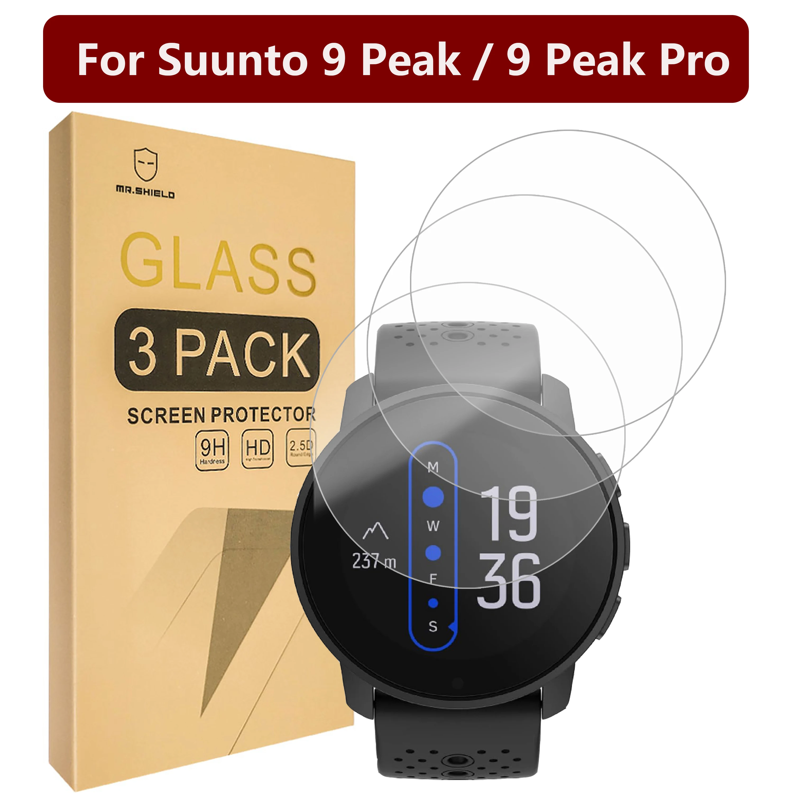 

Mr. Защитный экран совместим с Suunto 9 Peak and 9 Peak Pro [закаленное стекло] [в 3 упаковках] [Японское стекло с твердостью 9H]