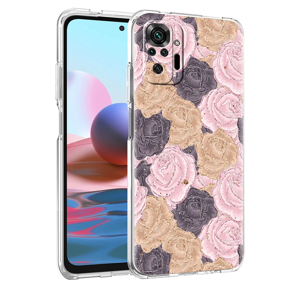 Gold Rose Love Heart Clear Phone Case Cover