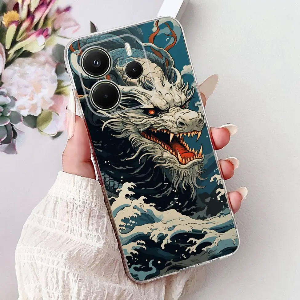 Clear Aesthetic Luxury Cute Cat & Floral Painted Soft Phone Case Cover