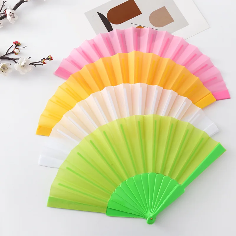 Description Picture 5 of item1PC Plastic Performances Hand Held Fans Blank White DIY Folding Cloth Fan Room Decoration Craft Gift Wedding Party Decor