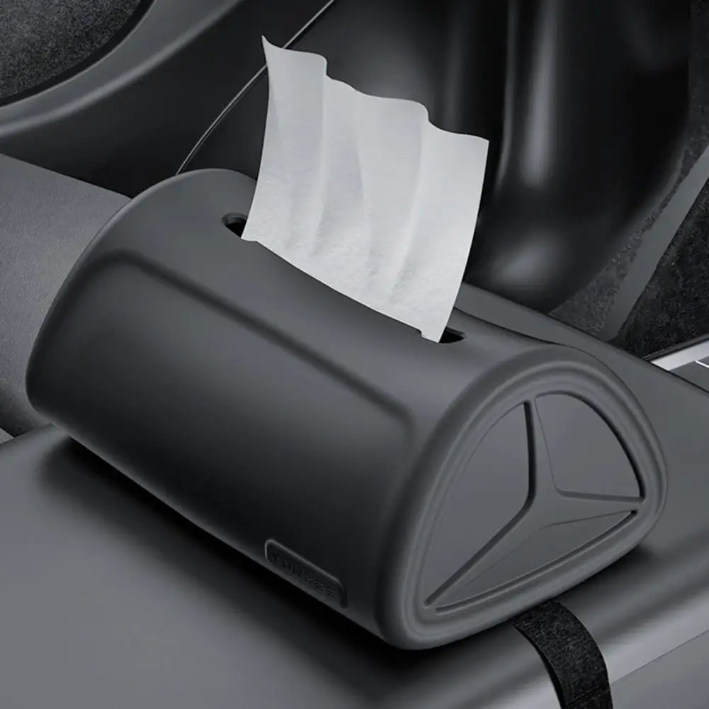 Car Hidden Tissue Box Car Tissue Dispenser Versatile Silicone Car Tissue Box Concealed Lightweight Holder for Tesla Model 3/y A