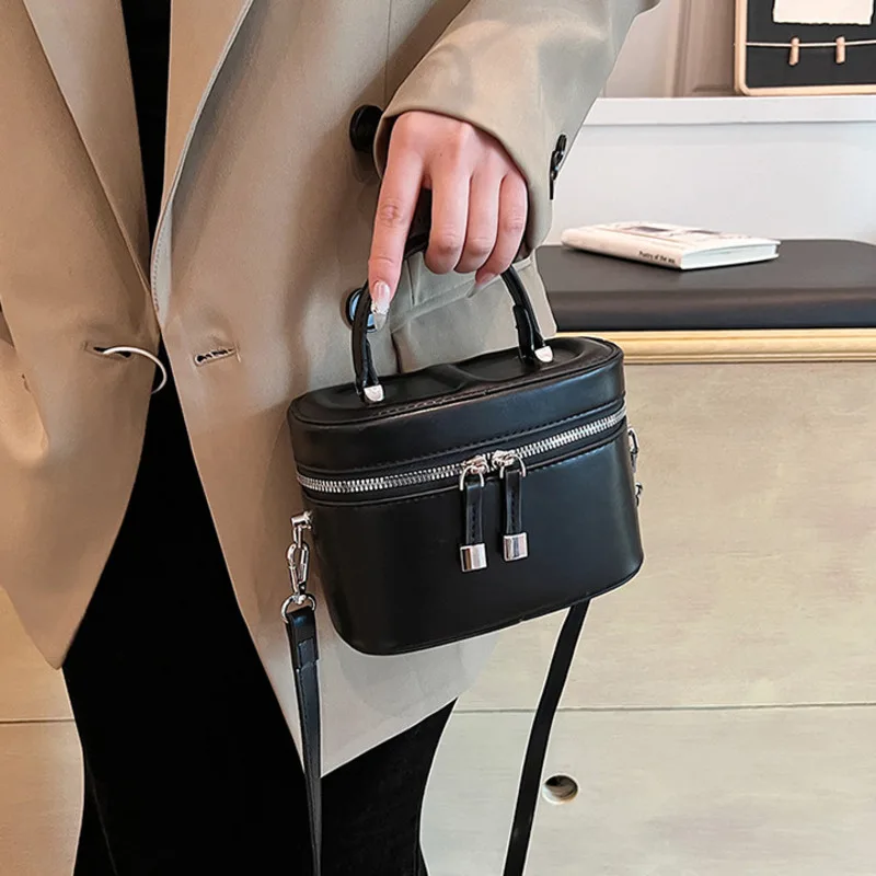 Mini PU Leather Women's Handbag Fashionable Trendy Short Handle Solid Color Crossbody Bag Multicolor Versatile High End Feeling