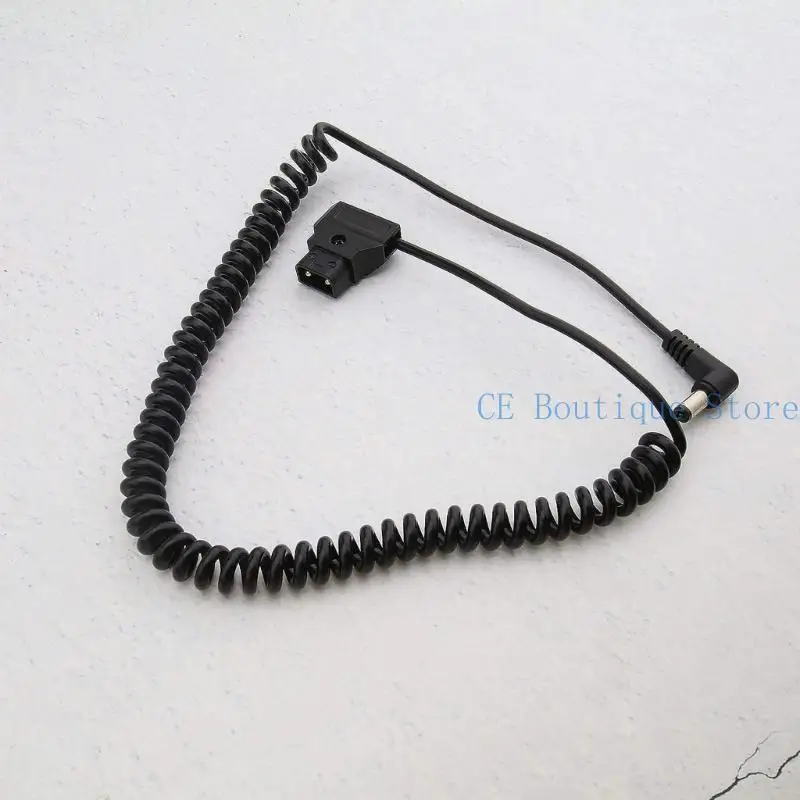 Kabel D-Tap do DC5.5x2.1MM z kątowym złączem, spiralny, zasilający monitory, do kamery Bmcc Bmpc, przewód zasilający, 35 nie rozciągliwy.