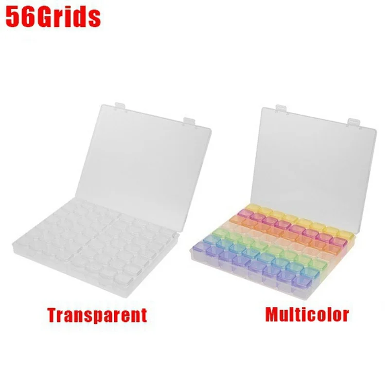 28/56 Girds Adjustable Plastic Storage Box with Label Sticker For Jewelry Nail Art Diamond Painting Accessories Container boxes For Storage Box Jewelry Box Plastic Storage Box Storage Container