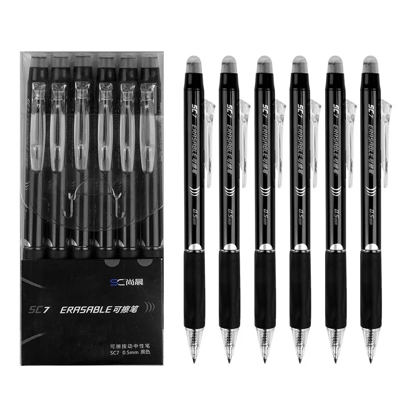 6pcs 0.5mm Erasable Gel Pen Classic Scrubbable Bullet Pen Black Rubbing Magic Heat Erasable Neutral For Kids Gift gel pens erasable neutral pens erasable gel pens erasable pens