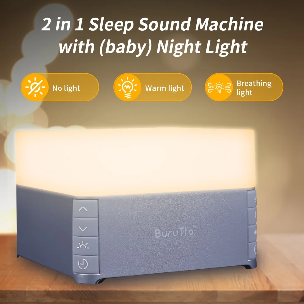 White Noise Machine with 39 Soothing Sounds & Breathing Night Light, Sleep Therapy for Adults/Babies, Portable Sound Machine 4