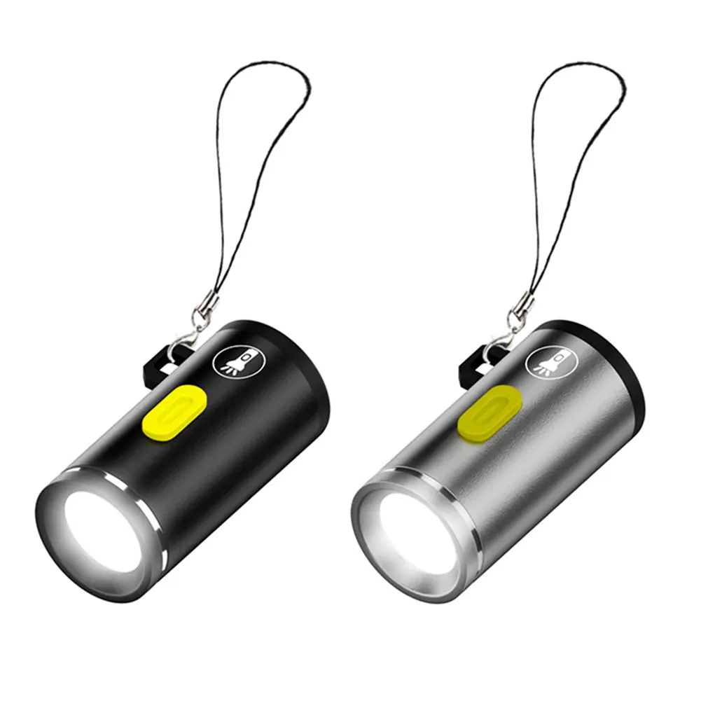 Type-C LED Pocket Keychain Flashlight Mini Flashlight Handheld Strong Light Small Torch Light Outdoor Hiking Camping Accessories led flashlight mini flashlight led flashlights mini led flashlight led torch light