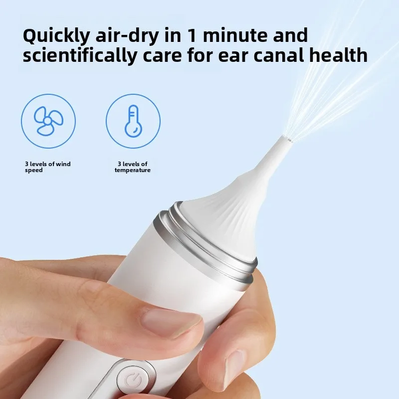 Rechargeable Ear Dryer with Red Light Therapy Air Flow Waterproof for Swimmers Ear Moisture Removal After Swimming Bathing